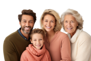 AI generated Joyful Family Generations Together on Transparent Background. png