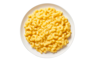 AI generated Macaroni and Cheese on a White Plate on Transparent Background. png