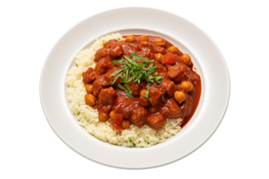 AI generated Satisfying Chickpea Stew with Couscous. Transparent Background. png