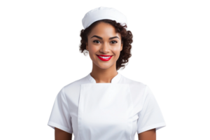 AI generated South American Girl Dressed as a Nurse on a Transparent Background. png