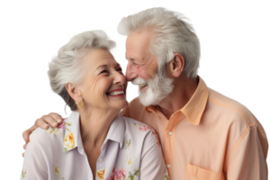 AI generated Relaxed Elderly Couples Shot on Transparent Background. png