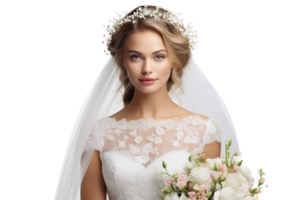 AI generated Radiant Bride on Her Special Day. Transparent Background. png