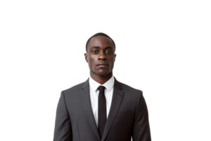 AI generated Black Man Suited Up for Business Meeting on Transparent Background. png