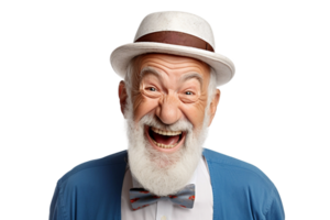 AI generated Happy Old Man with a Kind Expression on a Transparent Background. png