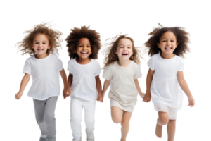 AI generated Cheerful Kids Playing and Laughing on a Transparent Background. png