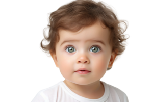 ai généré adorable de bébé innocent visage sur transparent Contexte. png