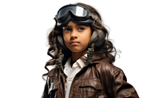 ai generiert indisch Mädchen im Piloten Outfit auf transparent Hintergrund. png