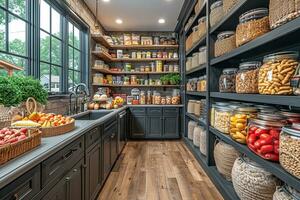 AI generated kitchen store full with dry ingredients in a jar photo