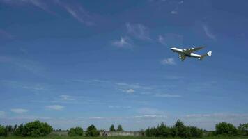 Kyiv, Ukraine - June 4, 2021. The plane Antonov AN-225 Mriya, the biggest airplane in the world taking off from the airport. UR-82060 largest aircraft flying in the sky. video