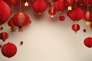 AI generated Chinese New Year 2024, new year decoration with lanterns. generative ai photo