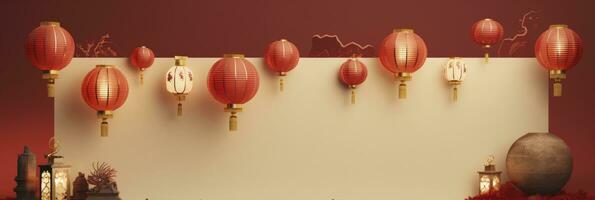 AI generated Chinese New Year 2024, new year decoration with lanterns. generative ai photo