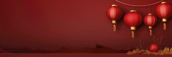 AI generated Chinese New Year 2024, new year decoration with lanterns. generative ai photo