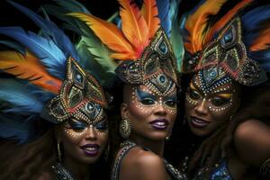 ai generado mujer teniendo divertido a carnaval. generativo ai foto