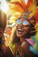 AI generated Women having fun at carnival. generative ai photo