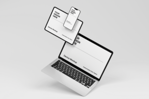 Device mockup design with minimalist shadow background psd