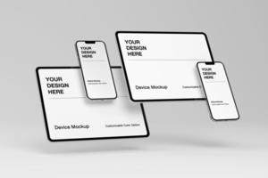 dispositivo modello con minimo sfondo e realistico scena. personalizzabile sfondo e oggetto colore psd