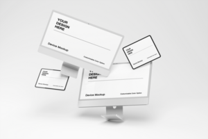 Customizable device mockup with minimal and modern background psd