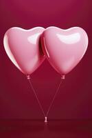 AI generated heart shaped paper banner on pink background, generative ai photo