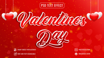 valentines dag text effekt attrapp med anpassningsbar bakgrund design psd