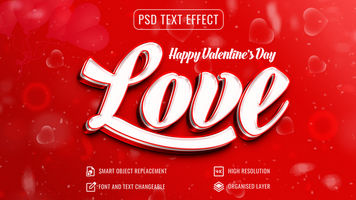 kärlek text effekt attrapp med anpassningsbar röd bakgrund psd