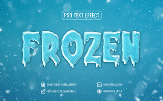 frozen ice text effect with snowfall background psd