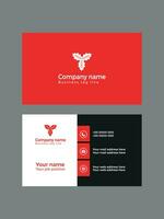 Red color business card template vector
