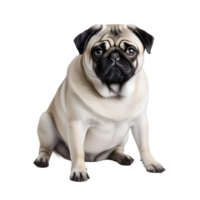 ai generado perro pug aislado en transparente fondo, cortar fuera antecedentes. ai generativo png