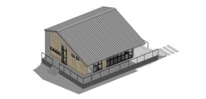 Isometric style coffee shop, steel structure on transparent background. png