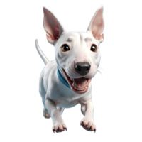 AI generated 3d style, Cute cartoon style Bull Terrier dog fun and runing.isolated transparent background. ai generative png