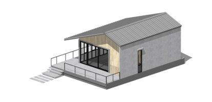 Isometric style coffee shop, steel structure on transparent background. png