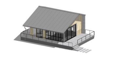 Isometric style coffee shop, steel structure on transparent background. png