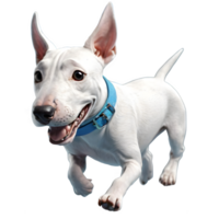 AI generated 3d style, Cute cartoon style Bull Terrier dog fun and runing.isolated transparent background. ai generative png