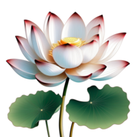 AI generated Illustration about blooming lotus in flat style vector lines Cut out the background. ai generative png