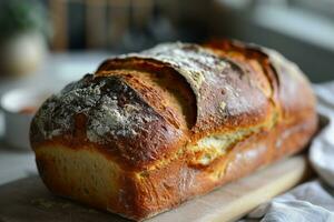 AI generated fresh bake bread on isolated whute background photo