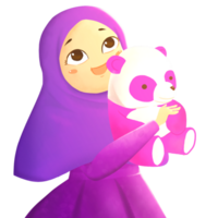 Little Muslim Girl Holding Doll png
