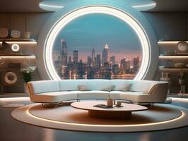 AI generated Modern Living Room Futuristic Interior AI Generative photo