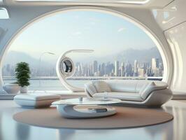 AI generated Modern Living Room Futuristic Interior AI Generative photo