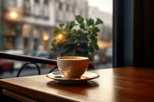 AI generated A cup of coffee while at cafe ,Generative AI photo