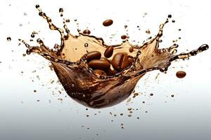 AI generated Close up coffee bean with splash of Coffee ,Generative AI photo
