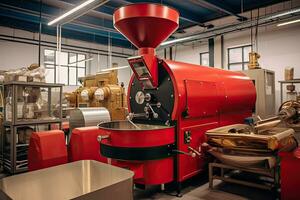 AI generated Coffee beans machine roasting ,Generative AI photo