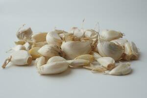 close up pf garlic on white background, photo