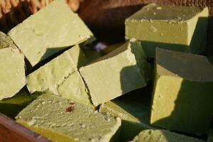 natural soap bar on table photo