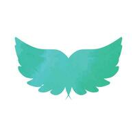 blue green water color angel wing logo and illustration vector
