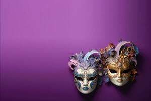 ai generado vistoso veneciano carnaval máscaras generativo ai foto