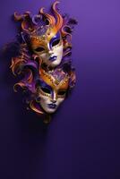 AI generated colorful Venetian carnival masks. generative ai photo
