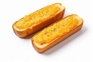 AI generated Garlic bread spread on an isolated white background photo