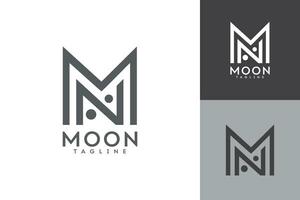 Moon monogram logo design, initial letter MN vector