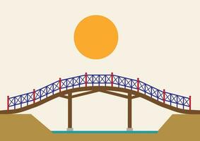 Wooden bridge side view. vector