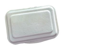 Top view of recycle paper food box isolate on white background and make with clipping paths. photo