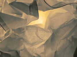 Background and texture of crumpled paper with lights. photo